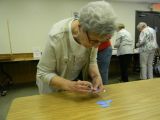 Barb readies her tickets for the prize drawings