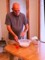 Mixing the initial ingredients for the rye bread